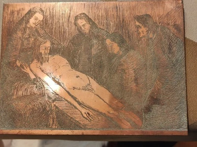 Plaque de cuivre pour gravure par Jean Boireau  Le Christ  - Photo 1/4