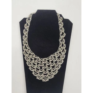Stunning Silver-Toned Statement Bib Necklace - Picture 1 of 5