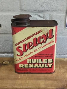 Vintage French Huiles Renault Stelcyl, Cylinder Lubricant Tin - Picture 1 of 19