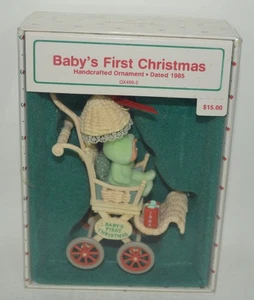 Hallmark Keepsake Baby’s First Christmas Wicker Stroller Carriage Ornament 1985 - Picture 1 of 8