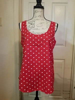 Faded Glory Women's M 8-10 Camisole Red White PolkaDot Scoop Nck Wide Straps EUC - Image 1 of 4