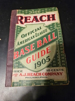 RARE ORIGINAL 1905 REACH MAJOR LEAGUE BASEBALL GUIDE - BOUND IN ORIGINAL COVERS - Image 1 of 4