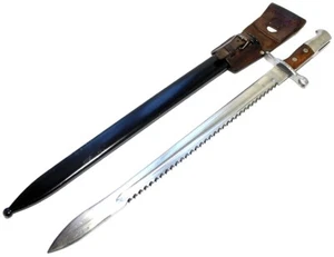 Original Schweizer M 1914 Sägeback Bajonett mit Scheide Leder Frosch 9 - Bild 1 von 7