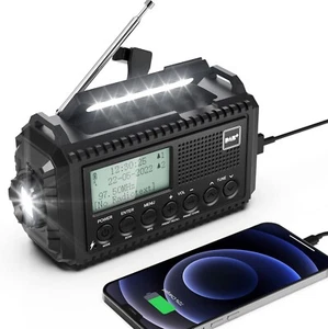 DAB Aufziehradio, 5000 mAh Solarbetriebenes Notfallradio mit SOS Alarm, Hand C - Bild 1 von 8