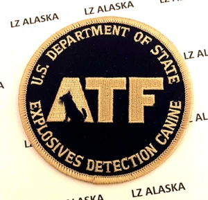 ATF US DEPARTAMENTO DE DETECCIÓN DE EXPLOSIVOS DE ESTADO PARCHE CANINO PD6 - Imagen 1 de 3