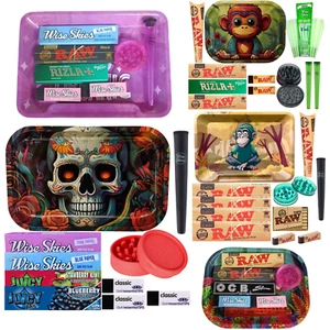 Rolling Tray Gift Sets Small Medium Trays Rolling Papers Tips Bundle Gift Kit - Picture 1 of 53
