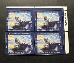 WTDstamps - #JDS32 2024 - Junior Duck Stamp - Mint OG NH **Upper Right Block** - Picture 1 of 2