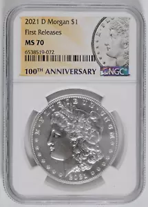 2021-D Morgan .999 Silver Dollar $1 NGC MS70 First Release - Picture 1 of 4