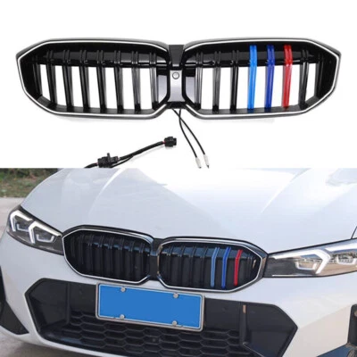 For BMW G20 320i 330i 23-24 LED Light DRL Black Front Grille M Color Single Slat - Image 1 of 4