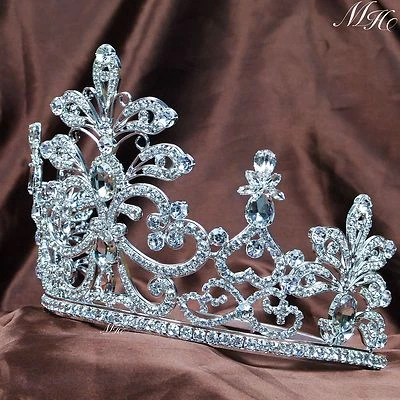 Coronas de diadema florales de cristal transparente para mujer boda novia concurso fiesta de graduación Foto 1 de 4