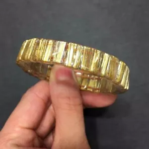 Natürliches Titan Rutilquarz Kristall Goldene Edelsteine Rechteck Armband Armreif - Bild 1 von 4