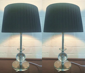 PAIR of NEW Table Bedside LAMPS with CRYSTALS on STEM - Picture 1 of 6