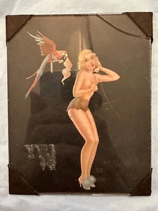 Vintage Weston Taylor Pin-up "Mädchen mit Papagei" - Bild 1 von 7