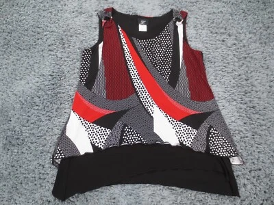 Camiseta sin mangas Libra para mujer mediana negra abstracta con correa elástica forrada fluida Foto 1 de 4