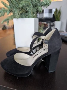 VGUC Ann Taylor Aklayna Platform Suede Pump ankle Strap Shoes Sz 8M - Picture 1 of 5