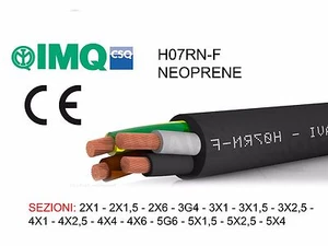 CAVO H07RNF BIPOLARE TRIPOLARE QUADRIPOLARE PENTAPOLARE VARIE METRATURE - Foto 1 di 1