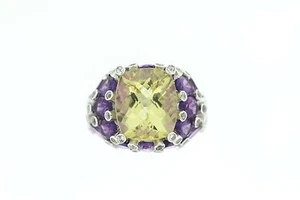 925 SS Lemon Quartz / Amethyst / White Topaz Ring ( 15.70 cts) - Picture 1 of 4