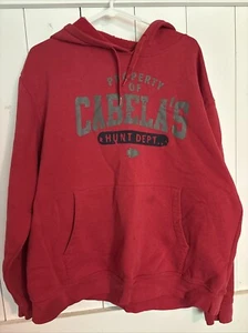 Vintage Cabelas Hoodie Mens Large Red Hunting Fishing Outdoors Sweatshirt - Picture 1 of 5