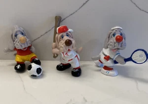 Lot Of 3 Ganz Wrinkle Dogs Action Figure Sport Tennis Baseball Soccer Collectib - Picture 1 of 10