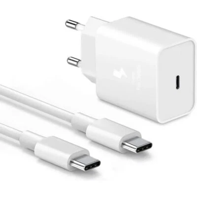Câble USB C vers USB C + Chargeur 25w pour Samsung S22 S23 S24 A12 A15 A05s - Imagen 1 de 4