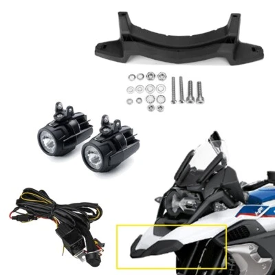 2 FARETTI MOTO LED OMOLOGATI + CABLAGGIO + STAFFA  BMW R1200GS  R 1250 GS 13-24 - Image 1 of 4