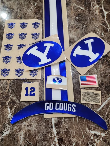 BYU Cougars football helmets 3M vinyl decals Royal Blue chrome Cover