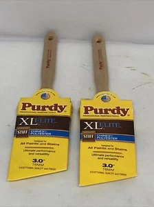 Lot Of 2 Purdy XL Elite 3" Angle Paint Brush Medium Stiff Nylon/Poly All Paints - Picture 1 of 3