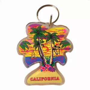California Keychain Palm Tree Souvenir US Virgin Keyring Vintage - Picture 1 of 3