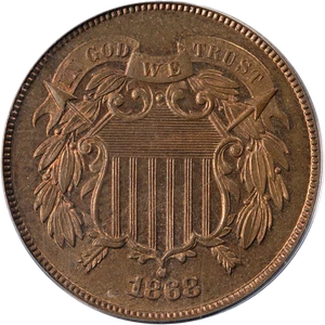 1868 Two (2) Cent Piece Proof PCGS PR64 RB Nice Eye Appeal Strong Strike - Picture 1 of 4