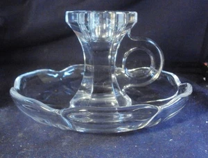 Glass Chamberstick handled candlestick New Martinsville #18 saucer A6 - Picture 1 of 4
