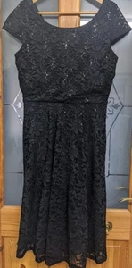 Ronni Nicole Black Floral Sequin Party Dress Size 14 - Picture 1 of 6