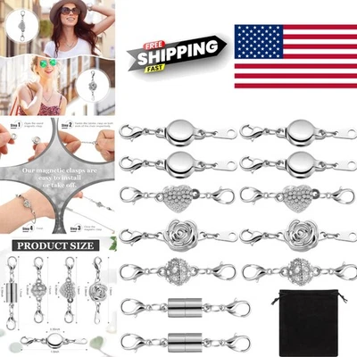 Extensores de colar magnéticos 12 peças fechos de prata lagosta para fácil fabricação de joias - Imagem 1 de 4