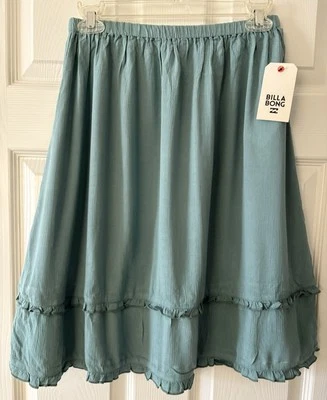 Billabong женщин оборки юбка бирюзовый размер M новый с Ярлыками богемное Flowy Beach повседневный - Изображение 1 из 4