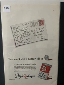 Aceite de motor Texaco 1938 vintage no puedes obtener un mejor aceite en anuncio publicitario - Imagen 1 de 2