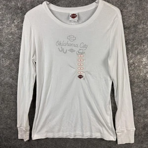 Camicia Harley-Davidson donna grande Bling manica lunga Oklahoma City strass - Foto 1 di 12