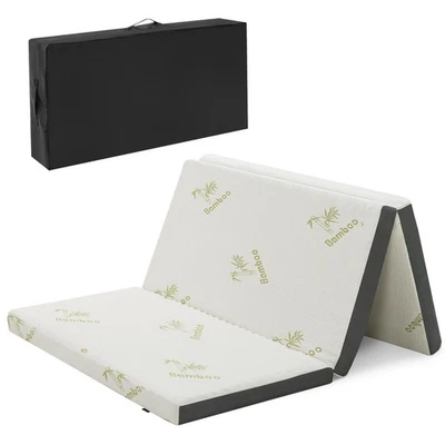 FULL 3" Tri-fold Memory Foam Floor Mattress Topper Portable w/ Carrying Bag - Image 1 of 4