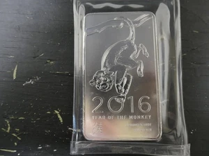 2016 LUNAR YEAR OF THE MONKEY 10 OZ 999 FINE SILVER BAR - Picture 1 of 4