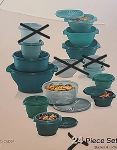 Tupperware Heritage All-In Bowl Set Teal Green 24 Piece Set (Bases & Lids)  - Picture 1 of 16