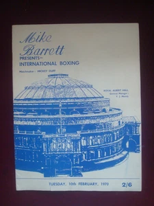 Programa de boxeo Joe Bugner 1969 v Roberto Davila 10 de febrero Royal Albert Hall - Imagen 1 de 7