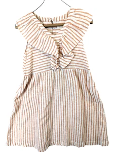 Copper Key Kleid Mädchen Gr. XL orange gestreift Leinenmischung Rüschen Etuikleid zierlich - Bild 1 von 11