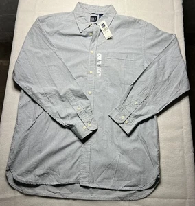 NWT NOS Gap Shirt Men’s Large Long Sleeve Small Blue Check 2000 Y2K Deadstock - Picture 1 of 7
