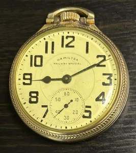 HAMILTON RAILWAY SPEICAL 992B 21 JEWEL 16S #C354008 10K GF POCKET WATCH - RUNS - Picture 1 of 5