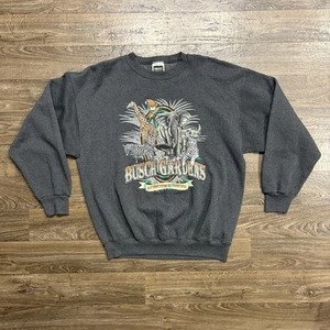 Vintage / Y2K 90s Busch Gardens Florida Graphic Sweatshirt Dark Gray XL Animals - Bild 1 von 8