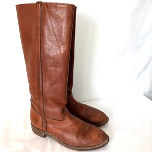 Vintage Frye Campus Stiefel Größe 7,5B Black Label cognacfarbenes Leder hergestellt in den USA niedriger Absatz - Bild 1 von 24
