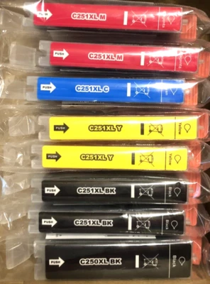 Cartuchos de tinta compatibles con esquina de inyección de tinta de repuesto PGI-250XL y 251XL Foto 1 de 4