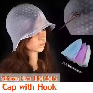Hair Highlighting Dye Cap Reusable Silicone hat for Professional needle hook - Picture 1 of 34