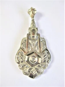 Colgante Art Deco oro blanco 750 con diamante rosa, 2,79 g - Imagen 1 de 3