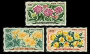 Set completo posta aerea francese CONGO C2 a C4 FIORI nuovo nuovo $28 vedi foto lotto q-443 - Foto 1 di 1