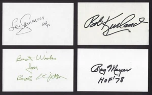 Lot 20 men HOF basketball coaches autographed index cards incl. Knight, Wooden - Picture 1 of 5
