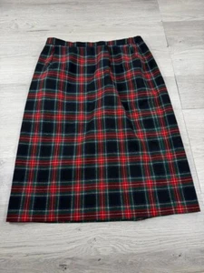 Vintage Skirt Womens 16 Pendleton Authentic Black Stewart Tartan Pleated Wool - Picture 1 of 14